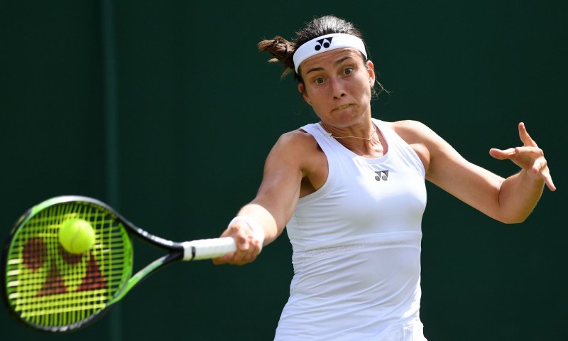 Anastasia Sevastova outside the court