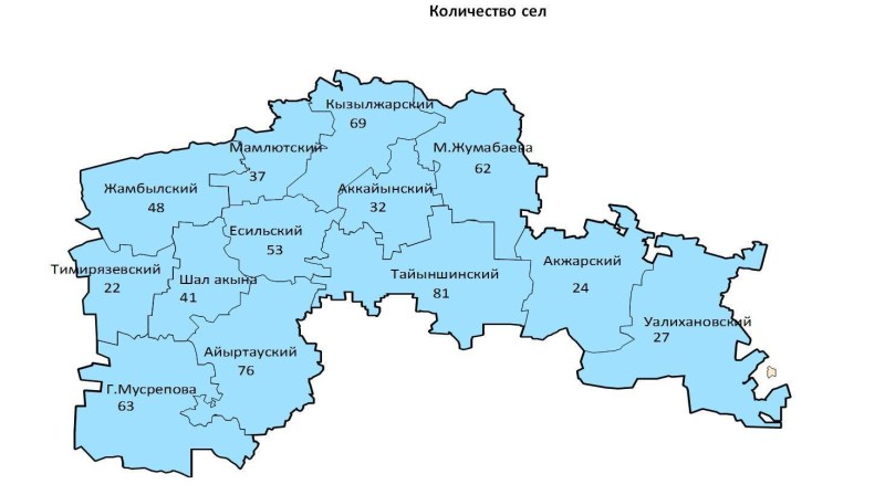 Map of the Kurgan region with settlements