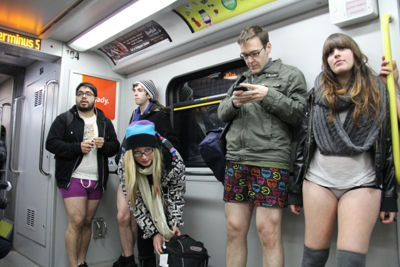 Without pants in public transport