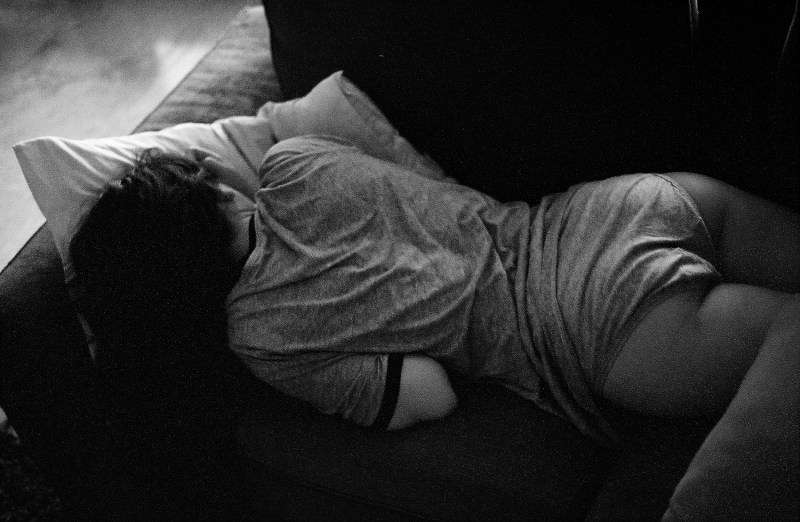 Girl sleeps on her back