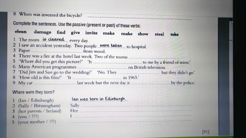 Complete the Questions with Last Year or Next year answers