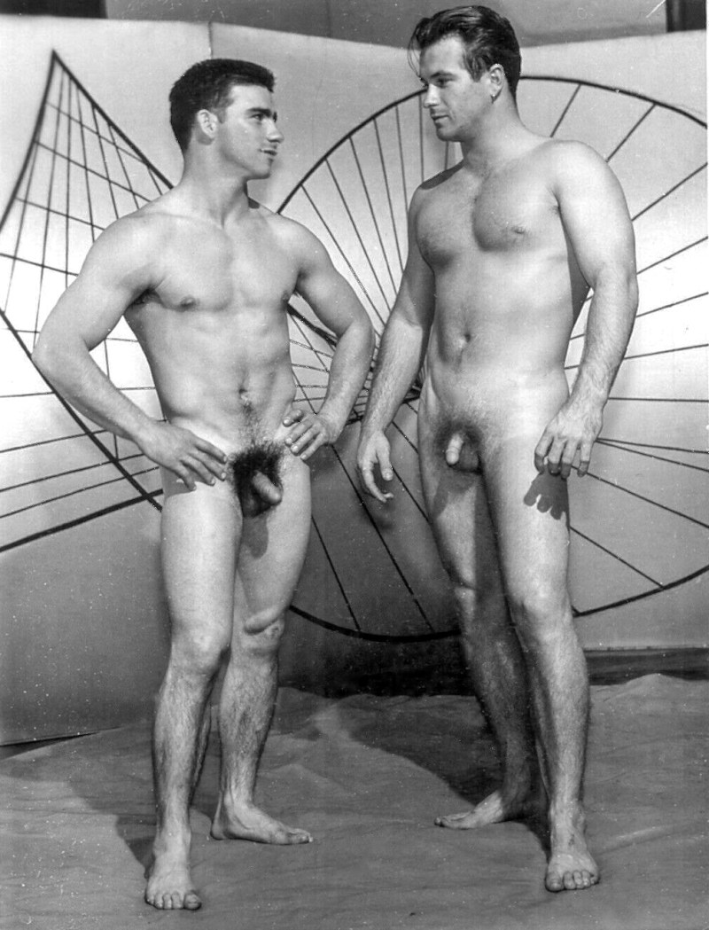 Naked actors of a retro man