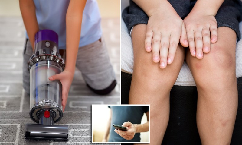 Puts a condom into hand