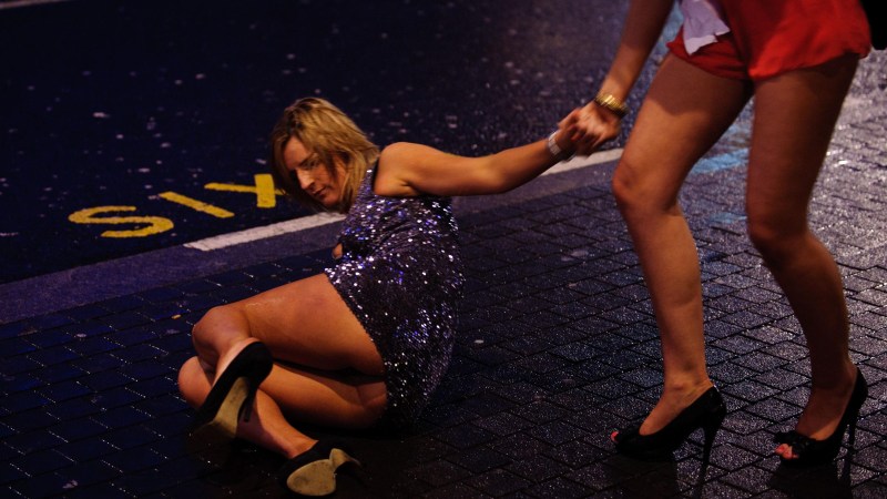 Naked drunken elderly women