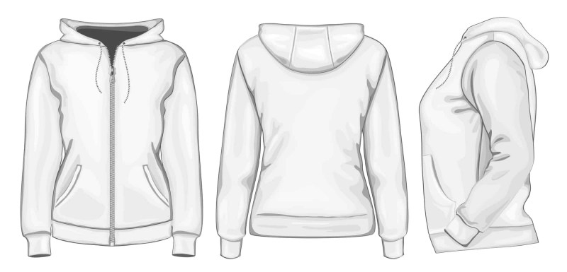 The layout of the sweatshirt on the side