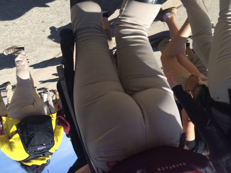 Naked ass at the school bus