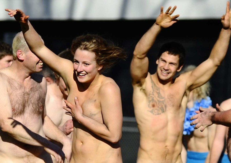 Girls playing rugby nude