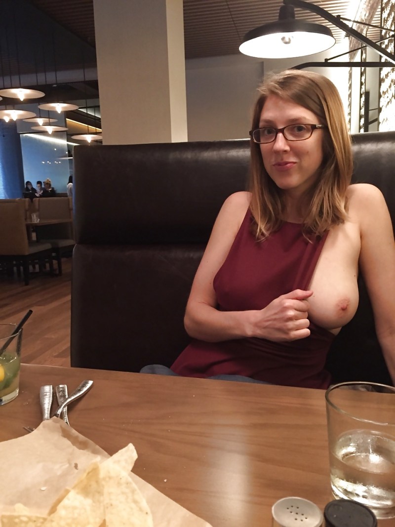 Huge breasts in public