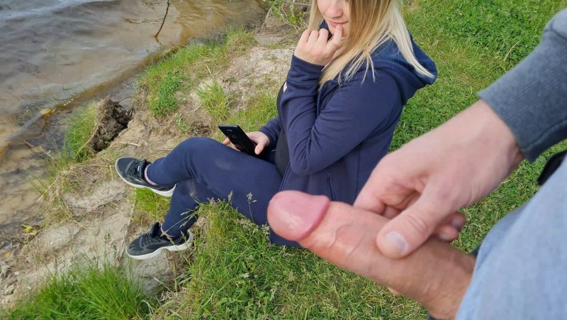 The woman masturbated a dick