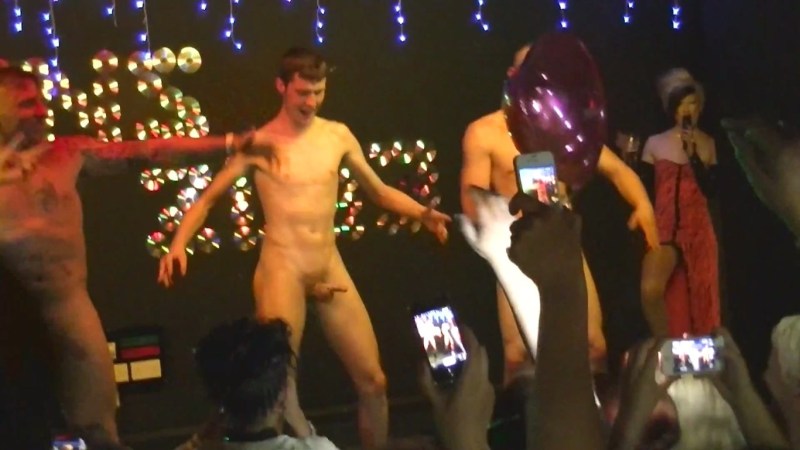 The guys undress on the catwalk