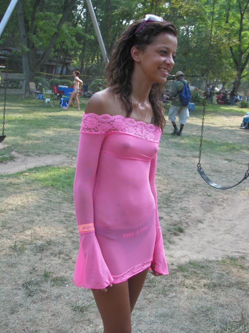 Wet dress on a naked body