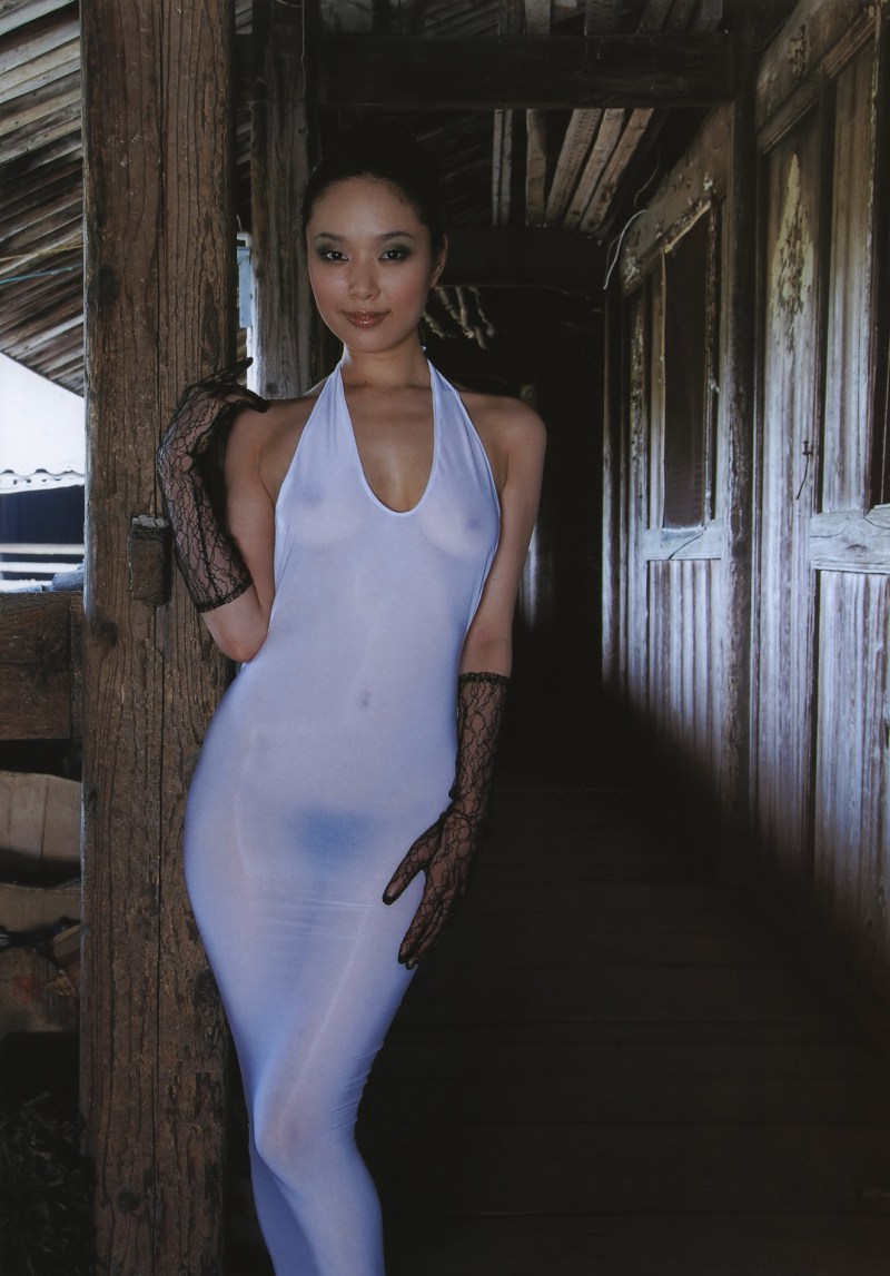 Mature in a transparent dress