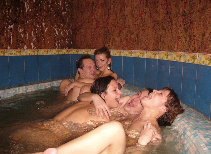 Young swingers in the sauna