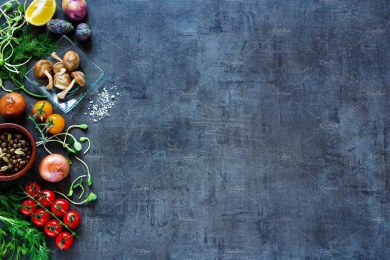 Rear background with vegetables