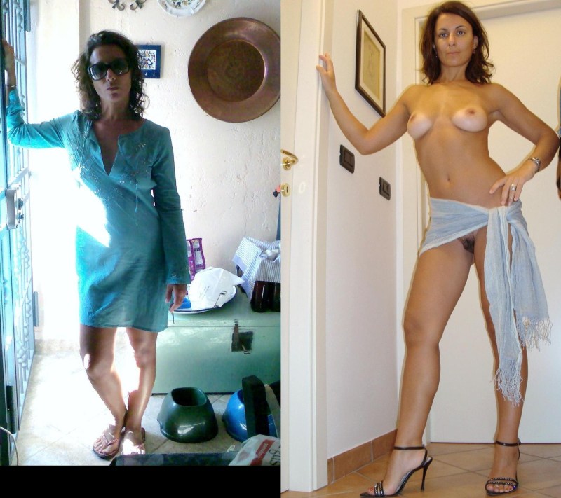 Girls in clothes and naked