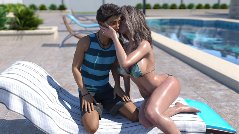 Girl in a apron in the kitchen