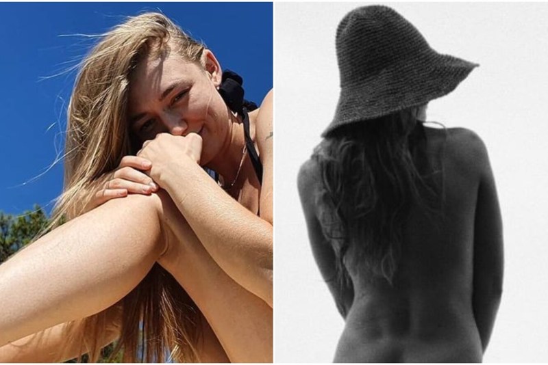 Oksana Akinshina on the beach