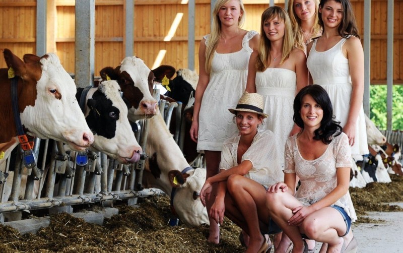 Beautiful girls on the farm