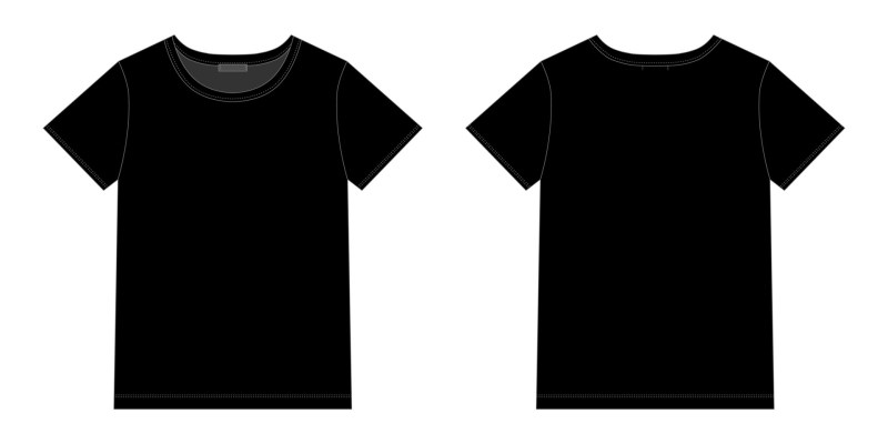 Black T -shirt in front and back