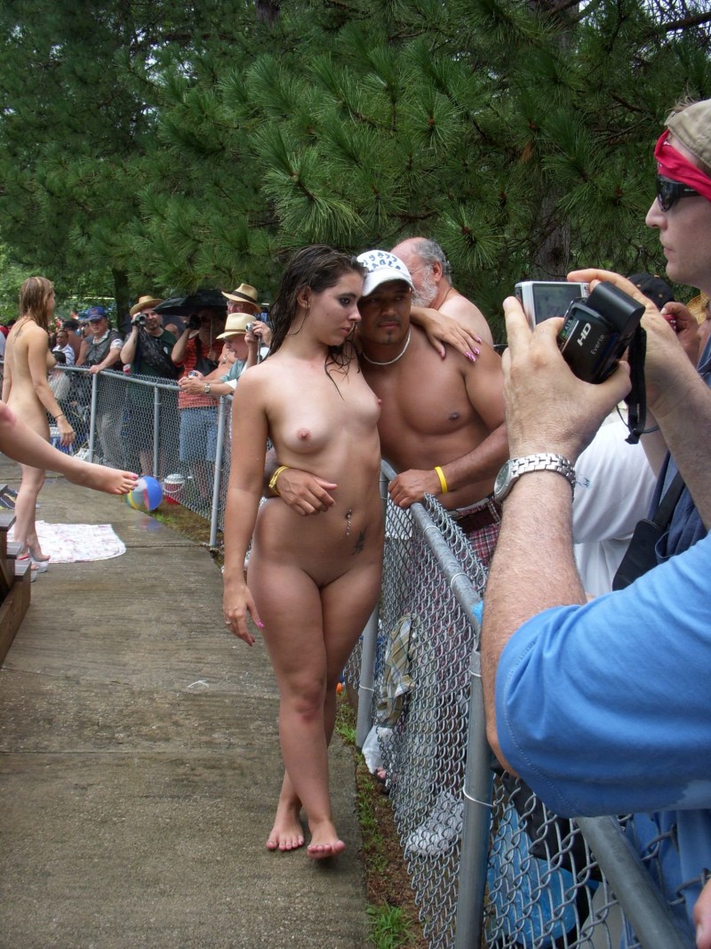 Nudist in a public place
