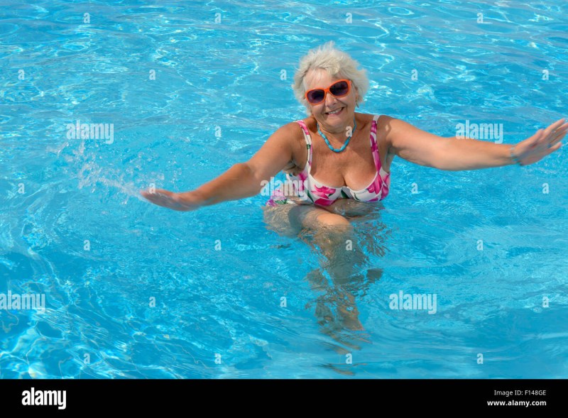 Elderly women in swimsuits are old
