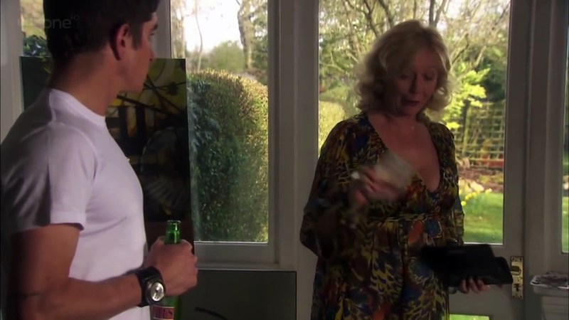 Elderly woman and young man