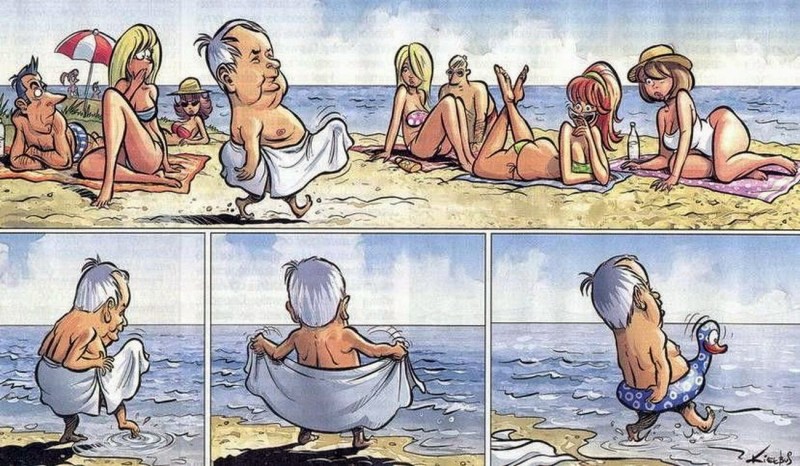 Erotic caricatures on the beach