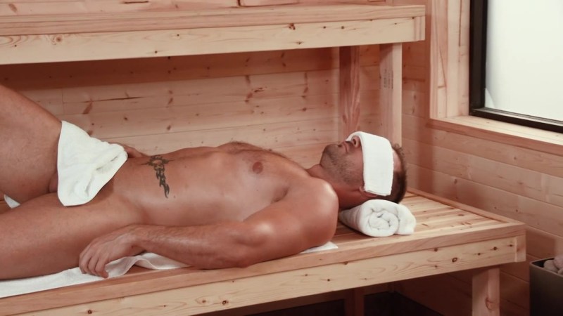 Old naked men in the bathhouse