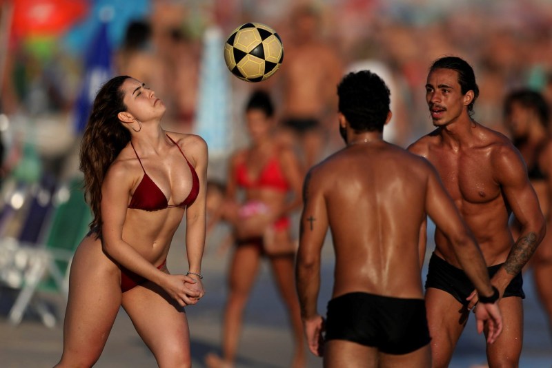 People on Kopakabana beach in Rio de Janeiro