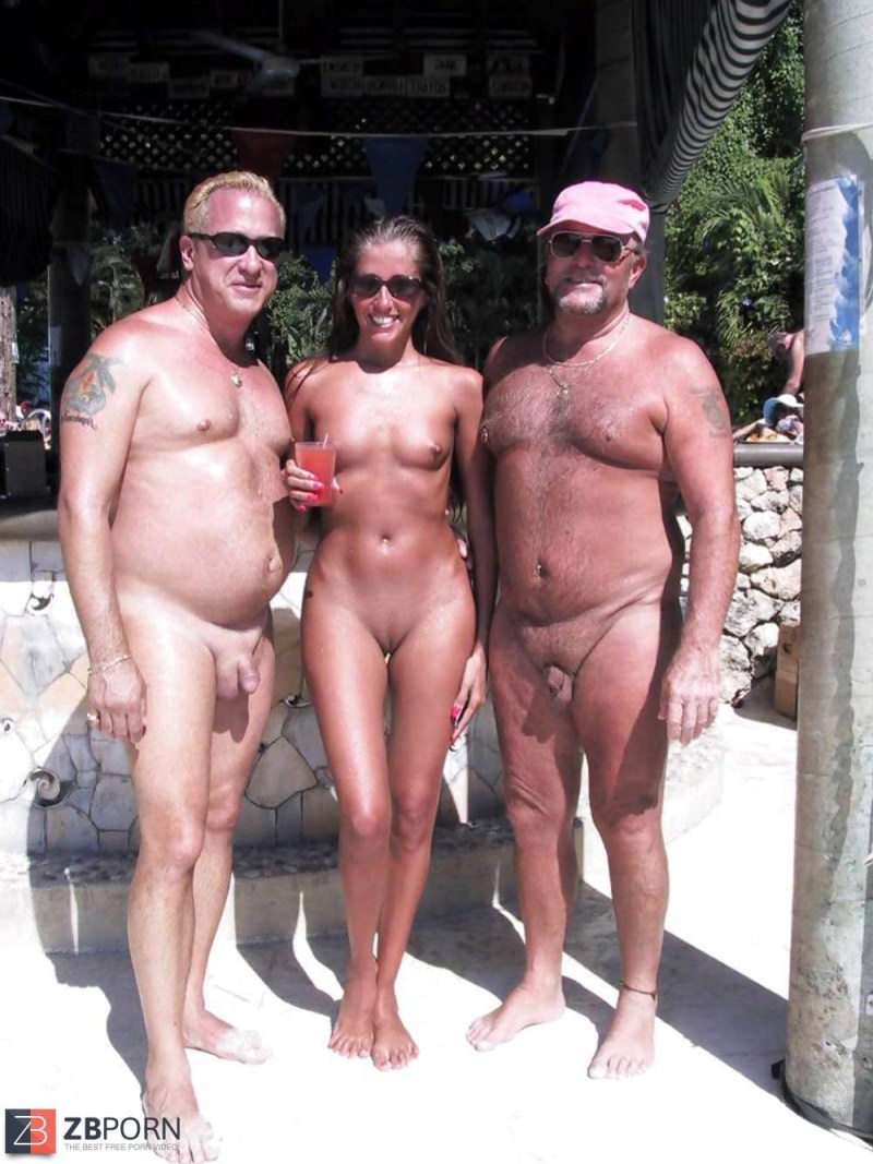 Without panties with grandfather on the beach