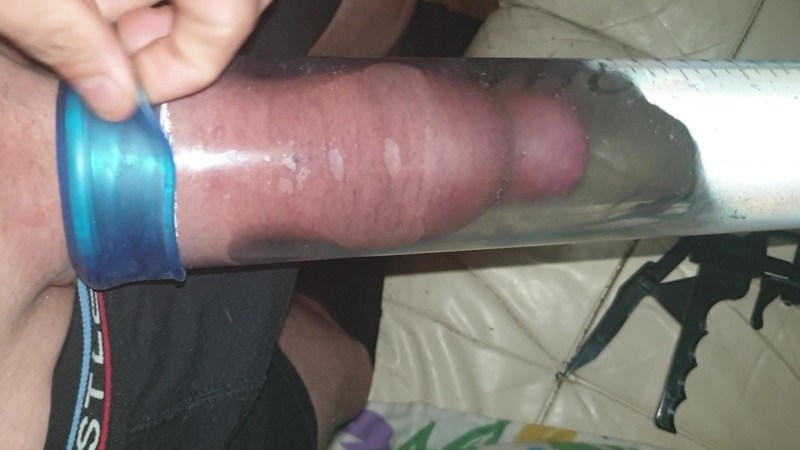 Beautiful Shemale Blonde Pump Vacuum Sucks Penis