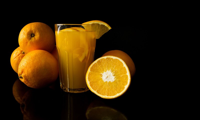 Orange on a black background