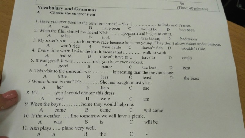 Answers in English