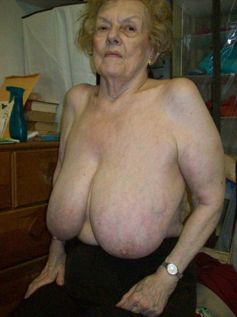 Big hanging boobs old women