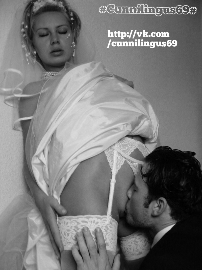 Cunnilingus bride in a wedding dress