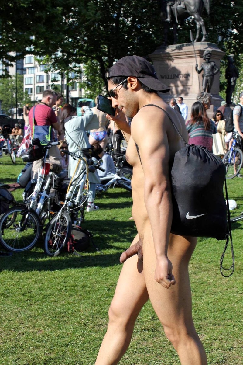 Naked guys on the streets of the city