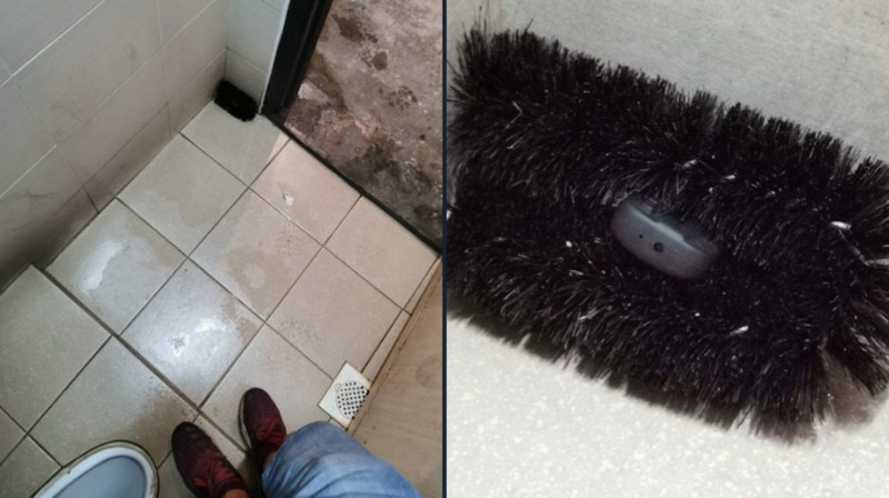 He stares the saleswoman in the store