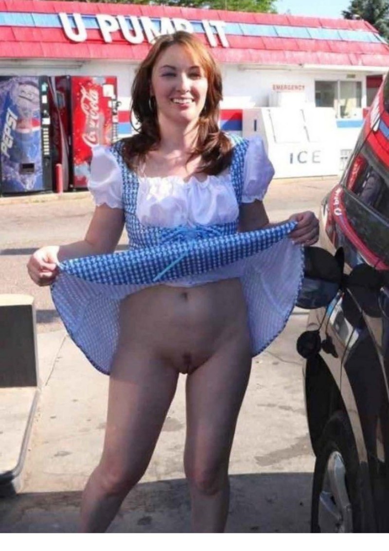 Aubrey Addison in a dress without panties