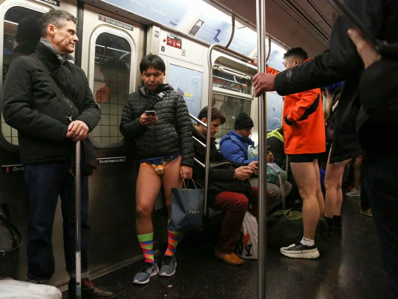 Naked in the Moscow metro