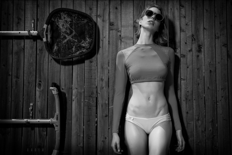 Brunette covers her chest