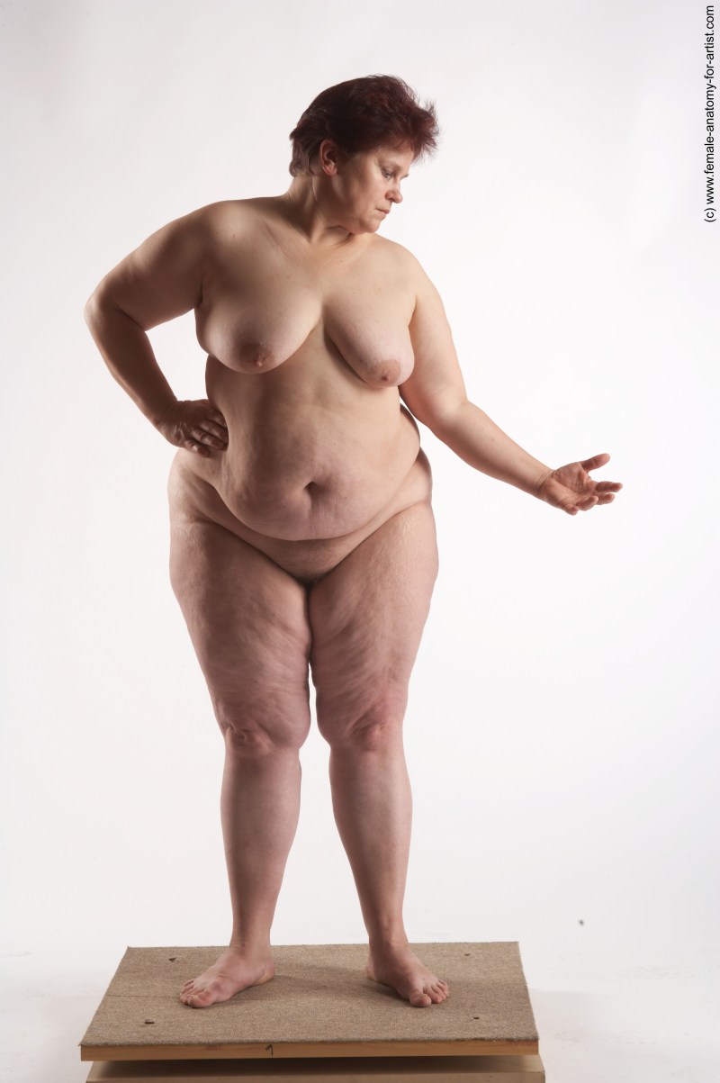 BBW Nude Woman White Standing Poses All Overweight