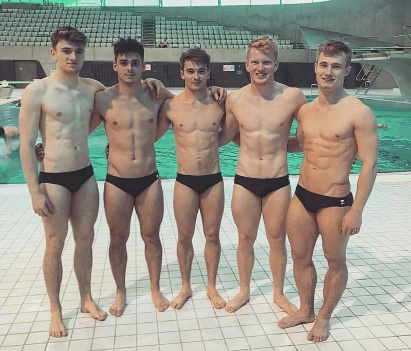 Guys in Speedos in ecstasy