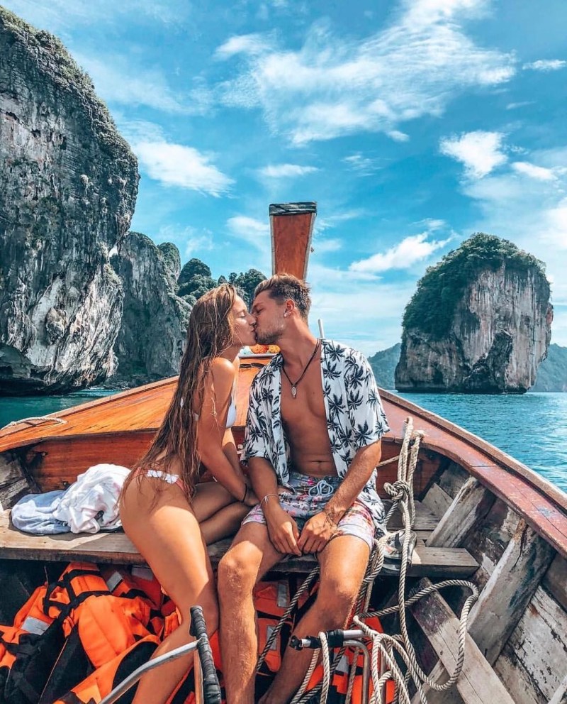 A man is resting with girls