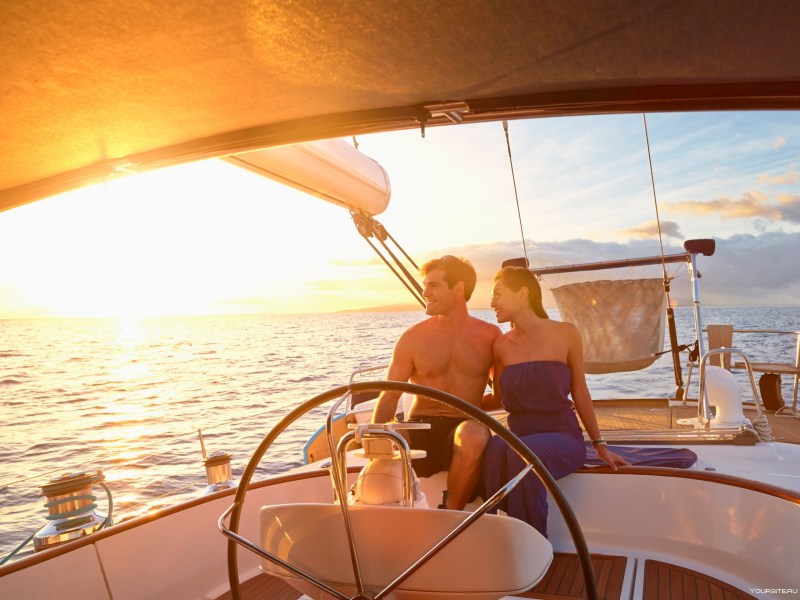 Lovers on the yacht