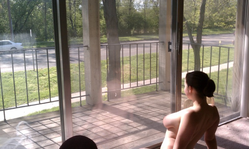 Fucked and naked on the veranda