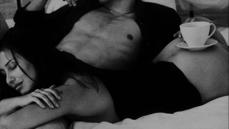 With wise and coffee in bed