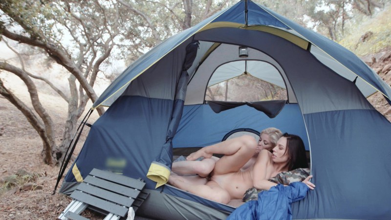 Fucking in a tent in nature
