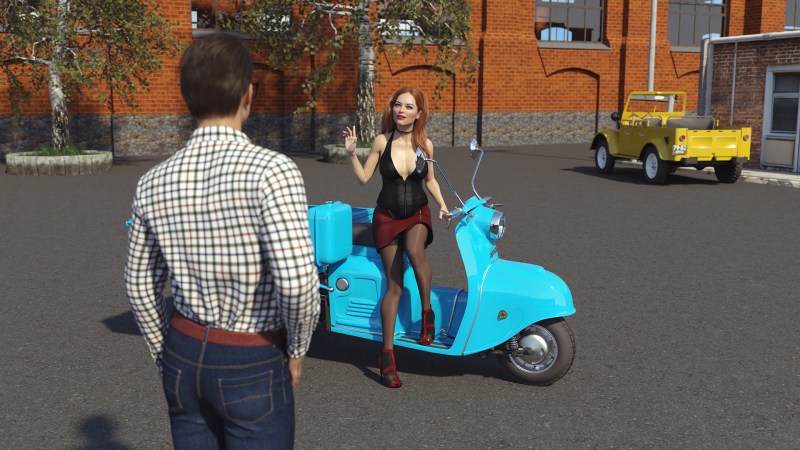 Girl against the background of the flag of the USSR