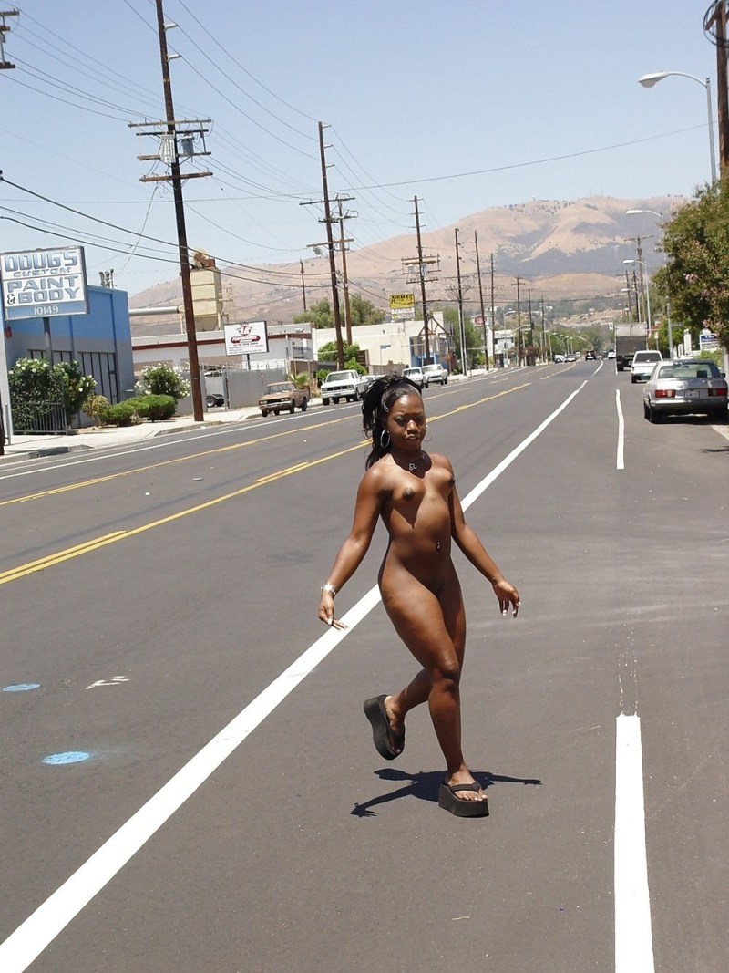 Naked girls walk around the city