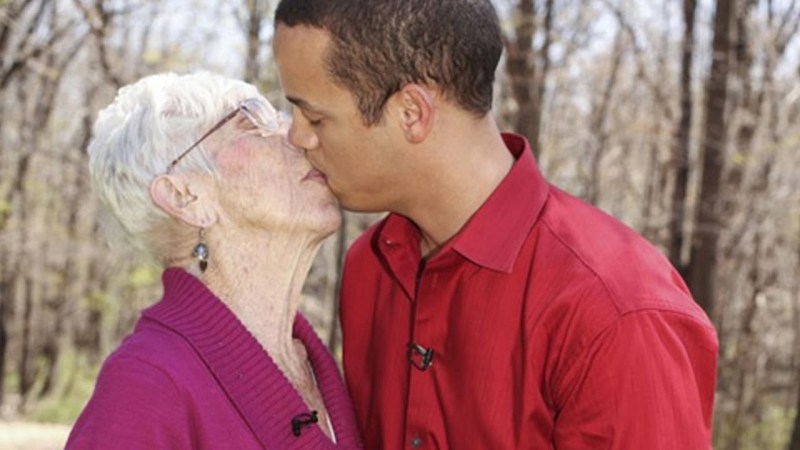 Erotic photo shoot of an elderly couple